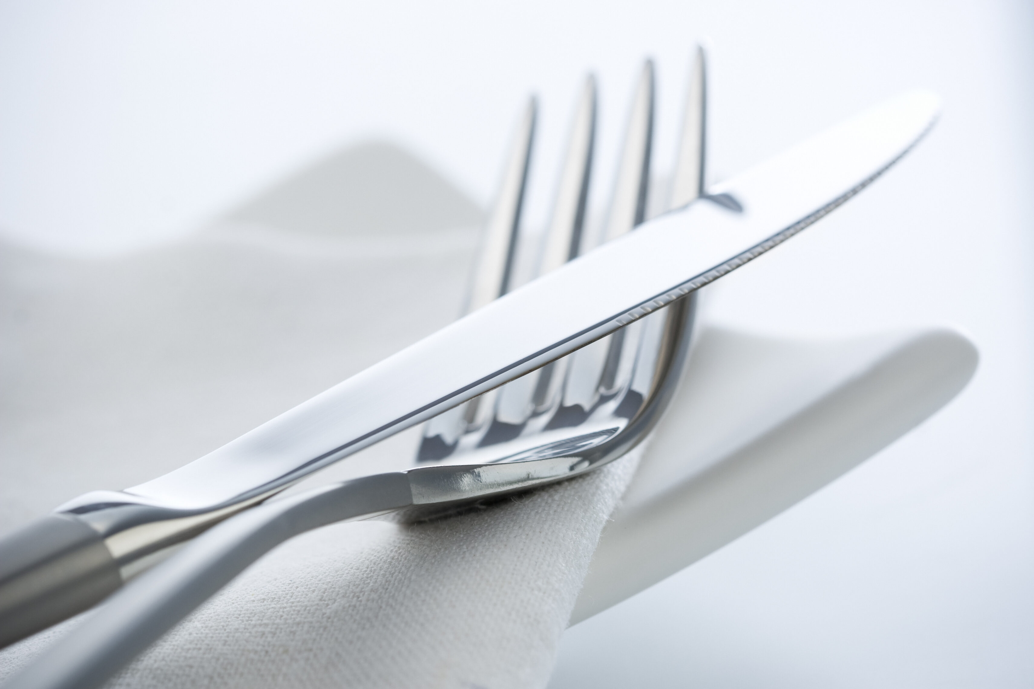 Close up of fork and knife.