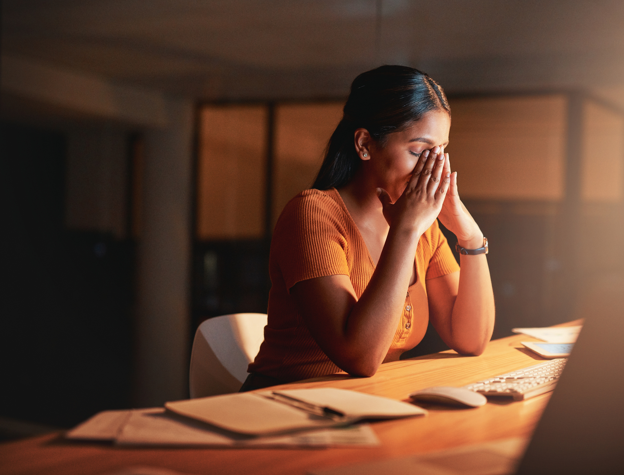 stressed person dealing with burnout and addiction